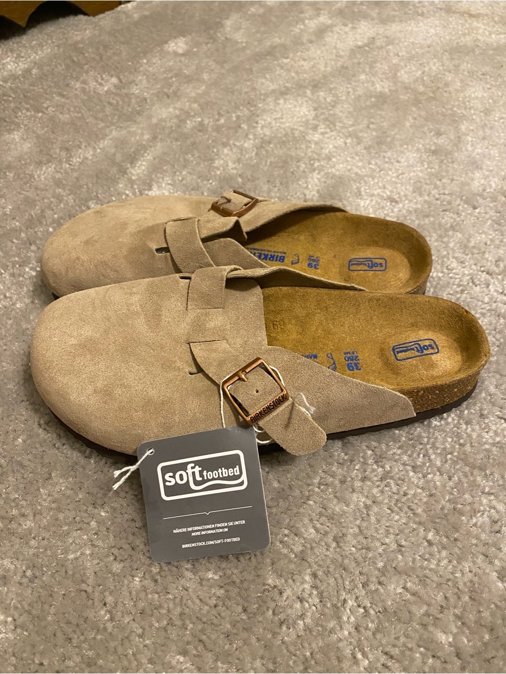 Birkenstock Men's Suede Slip-On Clog in Light Brown with Buckle
